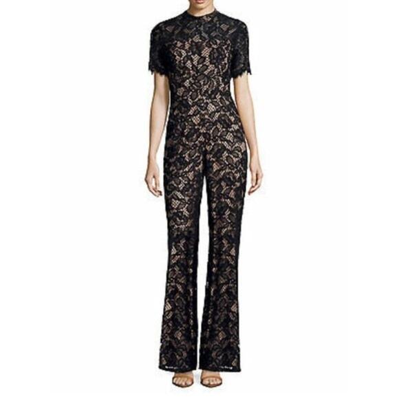 NWT Alexis Kelie Short Sleeve Lace Open Back Jumpsuit Black Size XS - Picture 14 of 15